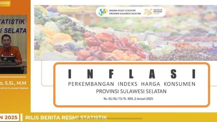 Kepala BPS Sulsel saat Konferensi Pers Bulanan