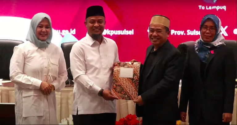 KPU Sulsel Sahkan Kemenangan Andalan Hati di Pilgub. (Foto: Tangkapan Layar Live Youtube KPU Sulsel)