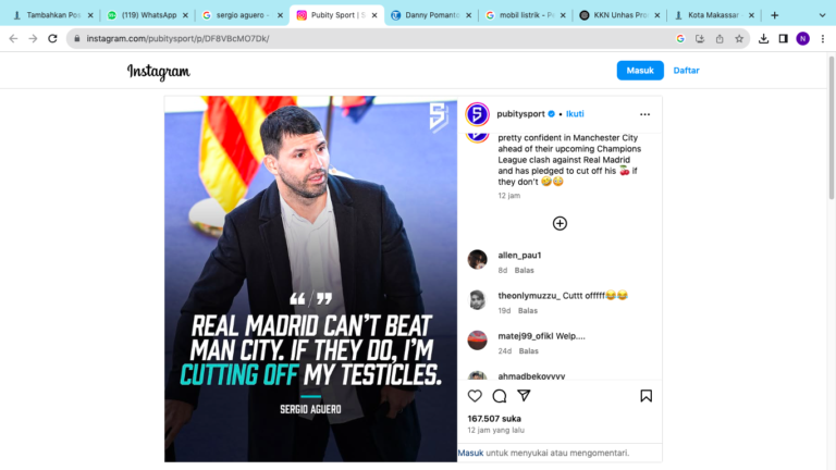 Sergio Aguero Jadi Sorotan Usai Taruhan Ekstremnya Melawan Real Madrid Gagal