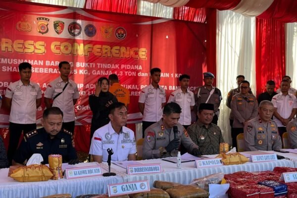Polda Aceh Gagalkan Peredaran 80,5 Kg Sabu, 1,3 Ton Ganja, dan 1 Kg Kokain